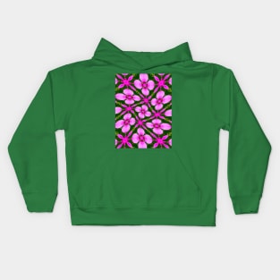 Bright Pink Flower Pattern Kids Hoodie